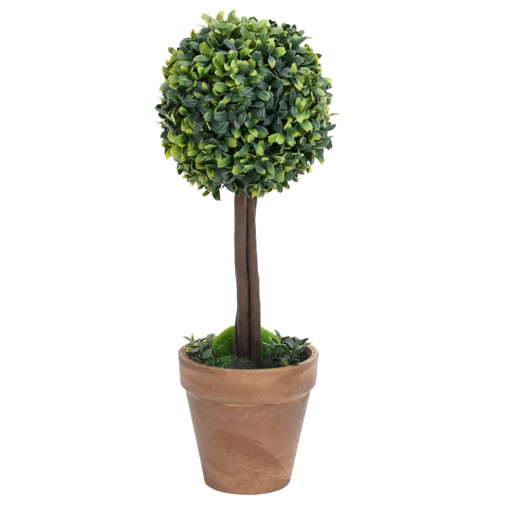 Artificial Boxwood Plants 2 pcs with Pots Ball Shaped Green 33 cm